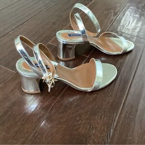 Margaux Cleo Metallic Silver Block Heel Sandals